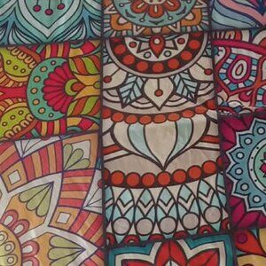 F) Mandala design fabric - polyester/spandex (end of roll, last lenghts)